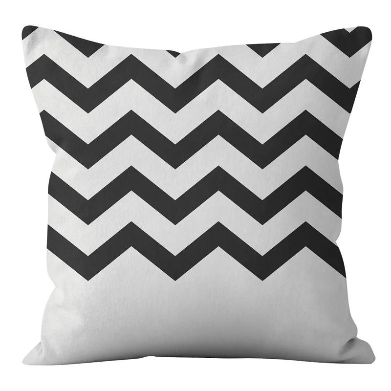 Rosa und schwarze geometrische Buchstaben bedruckte Sofakissenbezug Kissenbezug Heimdekoration Party Auto Bettwäsche