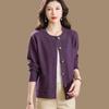 Women Knitted Cardigan Spring Autumn V Neck Button Closure Long Sleeves Solid Color Middle Age Ladies Coat Top Streetwear
