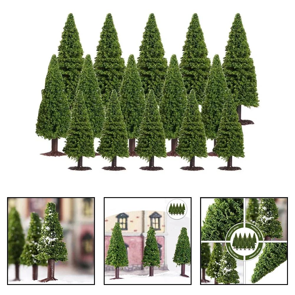15 Pieces ,Model Trees Miniature Trees Christmas Village Trees Woodland Scenics (9 Cm + 10 Cm + 12. 5 Cm)