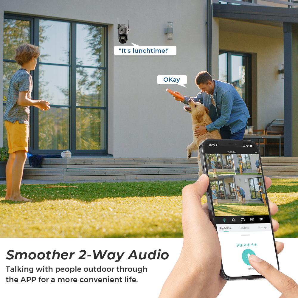 6K 12MP WLAN-Kamera PTZ Drei Bildschirme Außen Auto-Tracking Nachtsicht Sicherheitsschutz CCTV Überwachungskamera IP iCSee