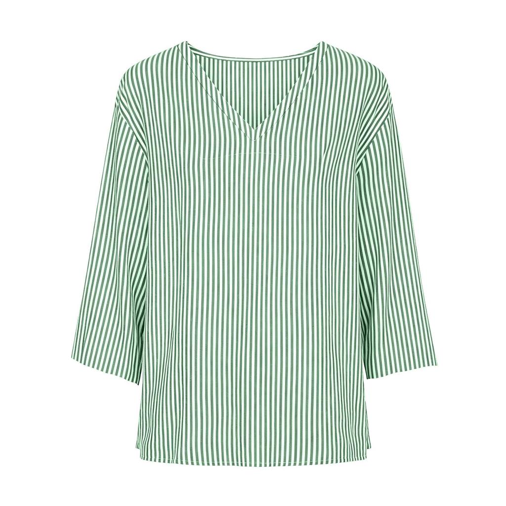 Women's Casual Striped Print Three-Quarter Sleeve Pullover Top