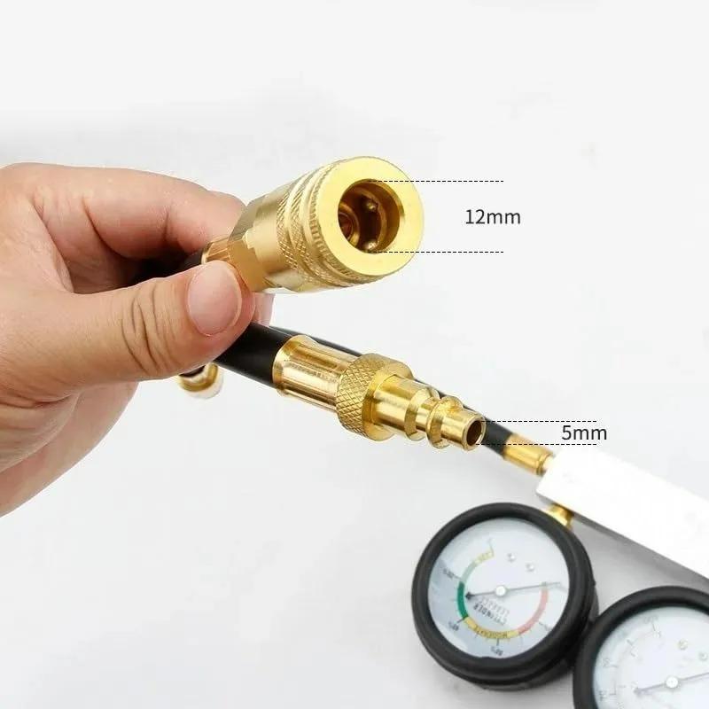 Gasoline Engine Compression Tester Dual Gauge Leakage Detector Kit with Red Case Car Cylinder Leak Down Tester TU-21