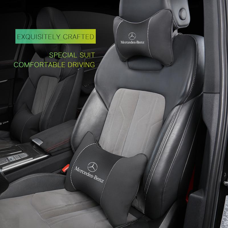 GLC GLB Car Seat Headrest Auto Logo Neck Pillow For Mercedes Benz AMG W206 W204 W205 W212 W213 W221 W222 W223 W251 W464 W240 W2