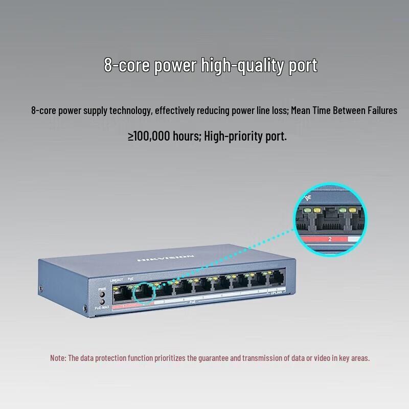 Hikvision 9-Port 100Mbps Unmanaged PoE Switch CN plug (adapter included)