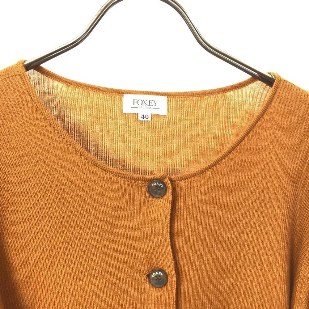 FOXEY Made In Japan Wool Blend Long Sleeve Rib Knit Cardigan 40 Women Used