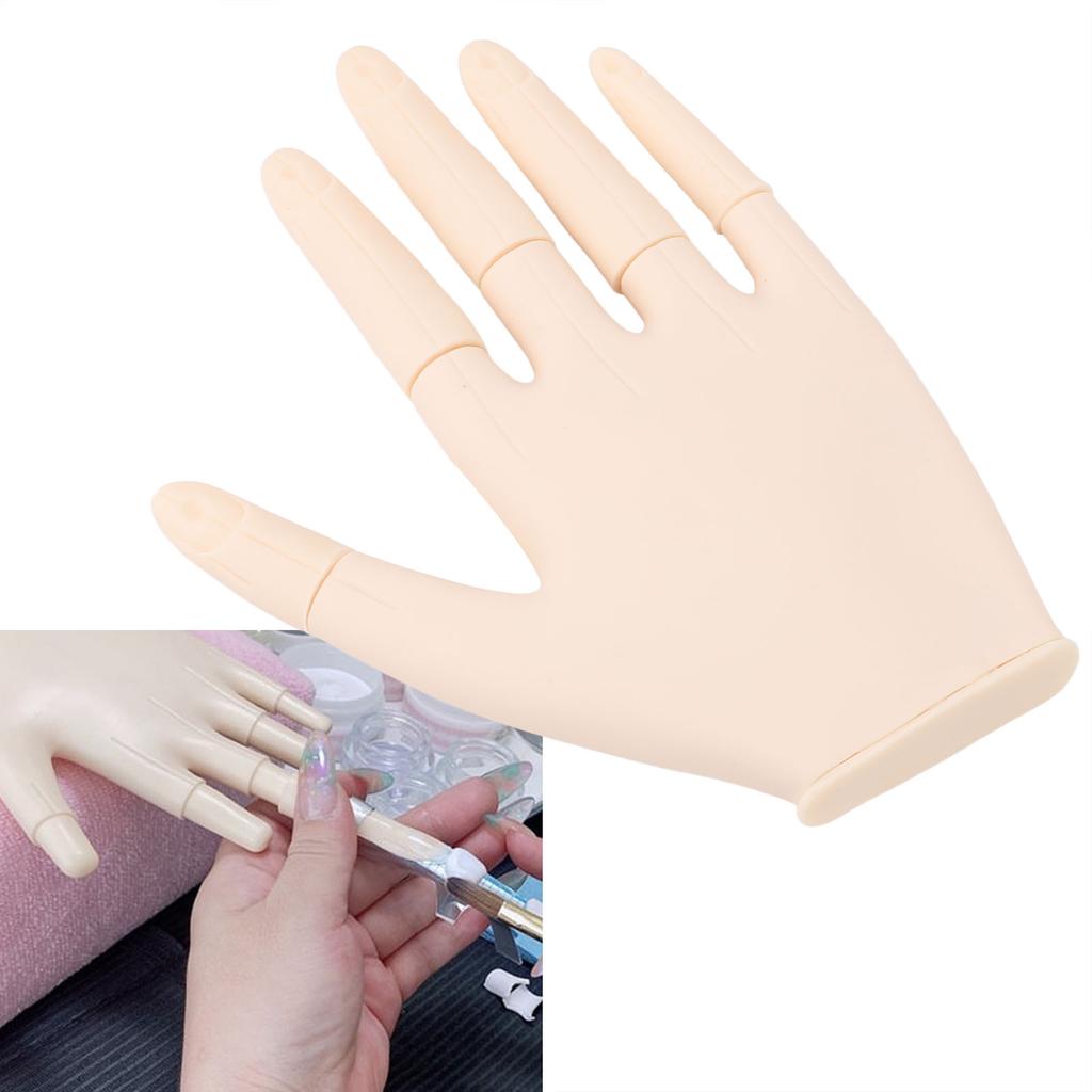 Practice Hand for Acrylic Nails Soft Rubber Flexible Fingers Movable Joints Nail Art Hand Nail Train
