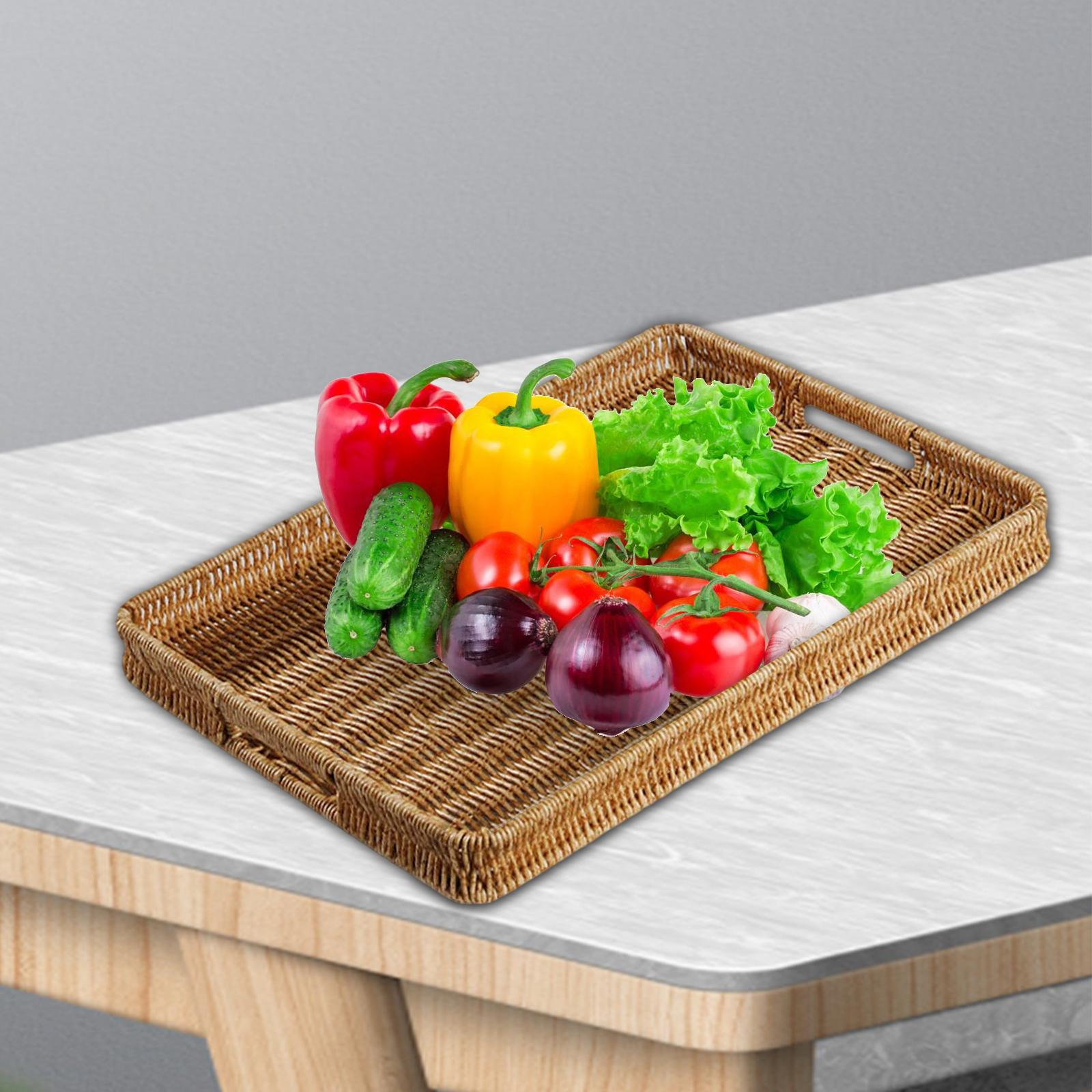 Woven Decorative Tray with Handle Bread Serving Basket Food Serving Basket for
