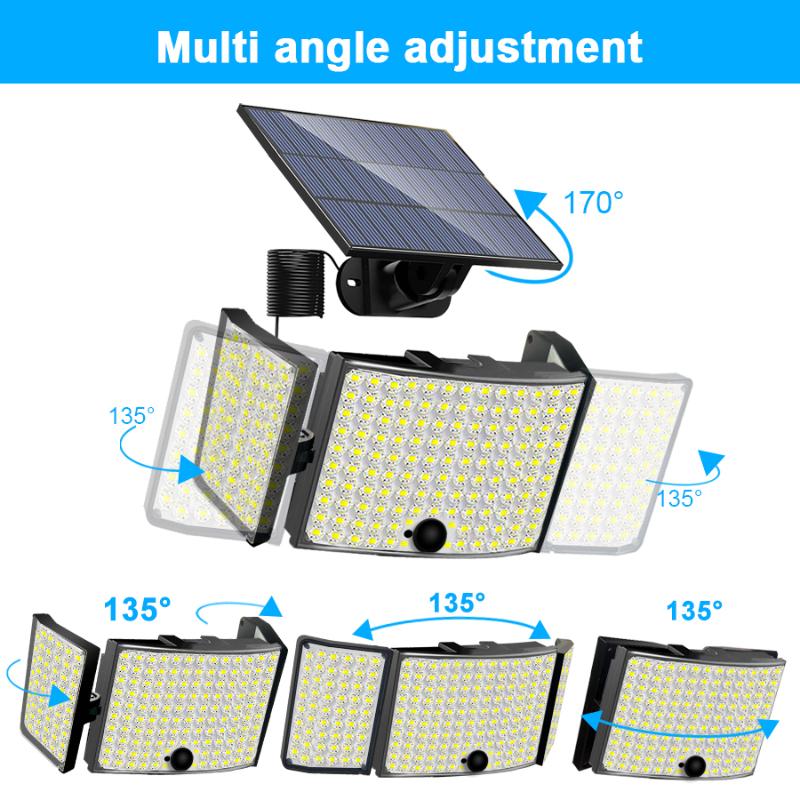 Lampă solară de exterior cu LED-uri de 234/328/348 Lumină strălucitoare în 3 moduri IP65 Lampă solară de perete impermeabilă pentru grădină de curte cu telecomandă