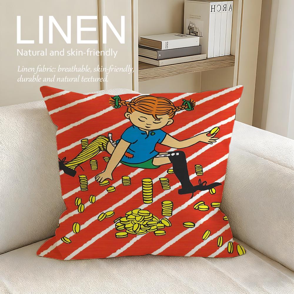 Classic Pippi Longstocking Cushion Cover Pillowcase Set Pcs x x Breathable Washable Sofa Cushion Cover
