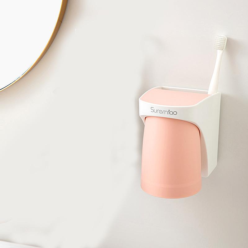 Toothbrush Holder Toilet Non-perforated Toothbrush Shelf Three-in-one Toiletry Cup Magnetic Tooth Cup Toothpaste Holder