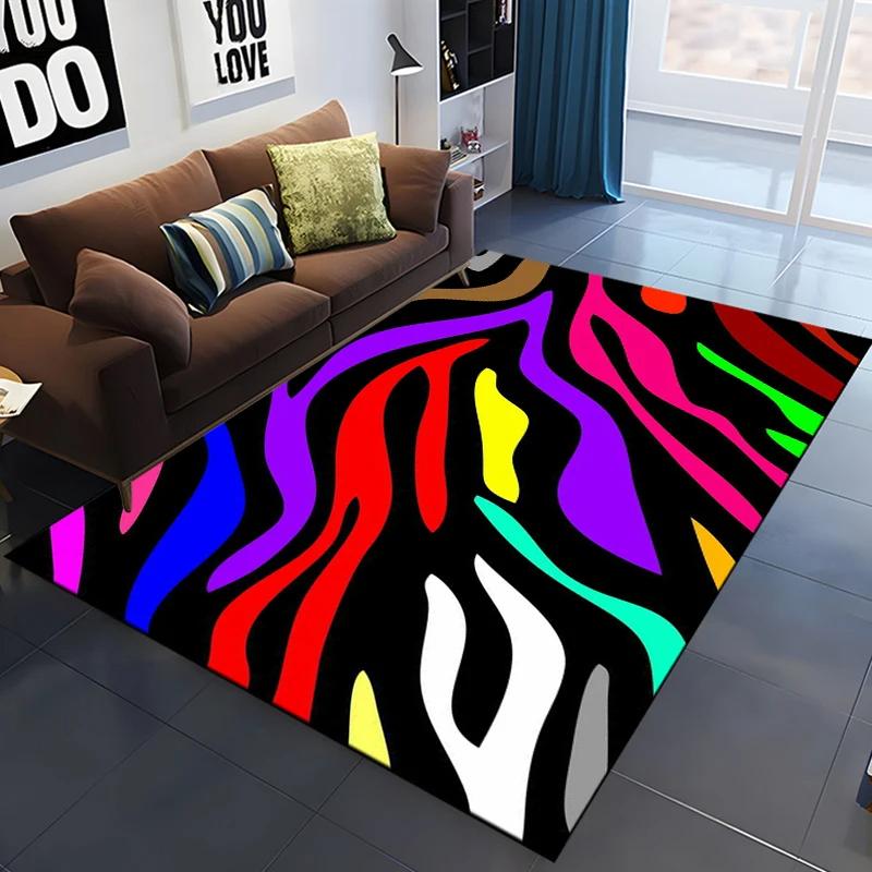 Zebra Stripes Area Rug Animal Skin Print Doormat African Wildlife Animal Carpet for Bedroom Playroom Living Room Soft Floor Mat
