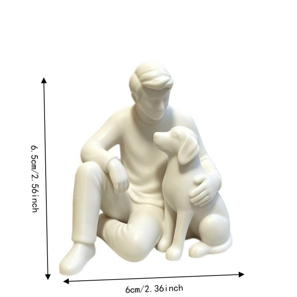 3D Printed Dog Figurine Cute Canine Statues Crafts Desktop Use Boy And Dog Statues Home Decoration