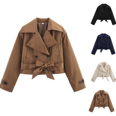 Women's Fashion Long-Sleeved Solid Color Double-Layer Collar Soft Coat