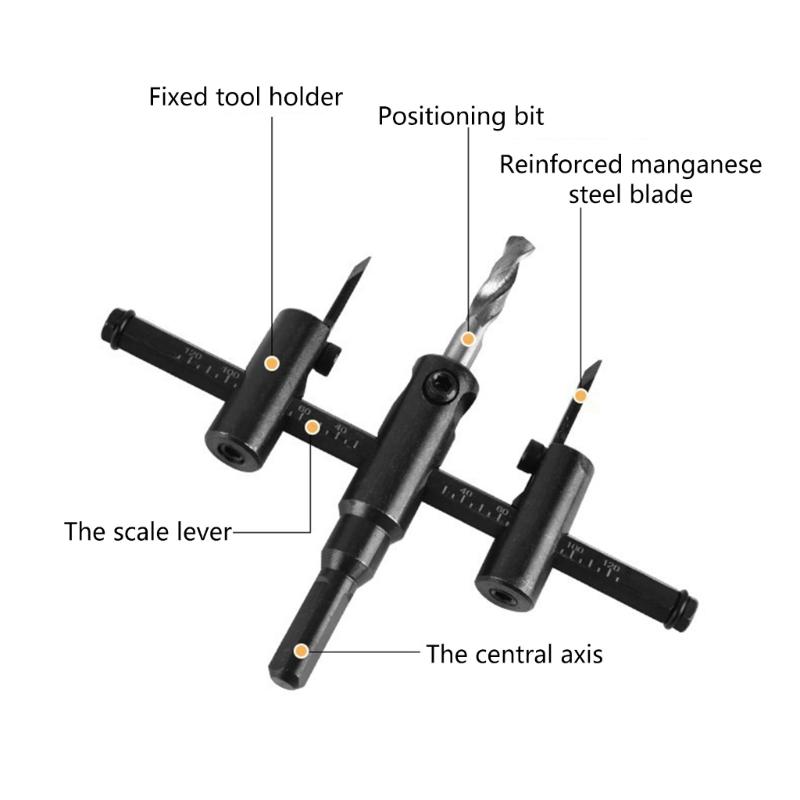 Metal Hole Cutter Adjustable Hole Saw Electric Hand Drill Hole Opener for Woodworking and Building Projects