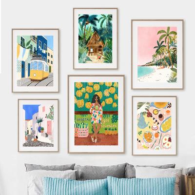 Bali Greece Morocco Japan Tropical Girl Travel Wall Art Canvas Painting Posters And Prints Wall Pictures For Living Room Decor No Frame