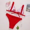 Women's Swimsuit Red Back Tie Sexy Thong Bikini Set Beachwear Bathing Suits