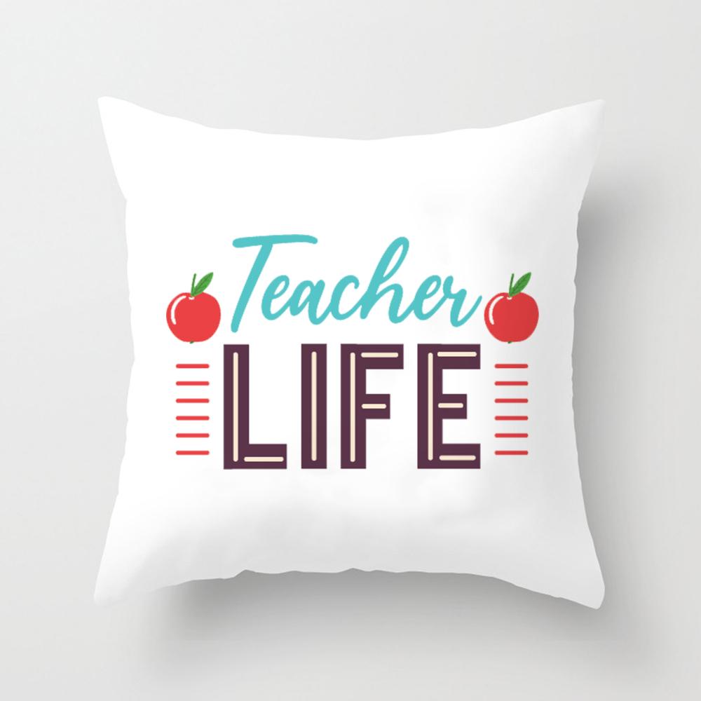 Teacher Life&Teacher Love Inspire Square Pillow Case Teacher's Day Gift Pillow Case Cushion Cover Bedroom Party Decoration