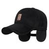 Men's Warm Winter Baseball Cap with Ear Protection and Velvet Lining - Fashion Logo Duckbill Hat for Middle-aged and Elderly Adults