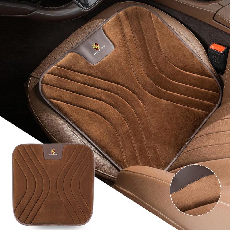 Zesílená izolační plyšová podložka na autosedačku z flanelu pro Porsche Macan 911 718 Taycan Panamera Cayenne Boxster Cayman