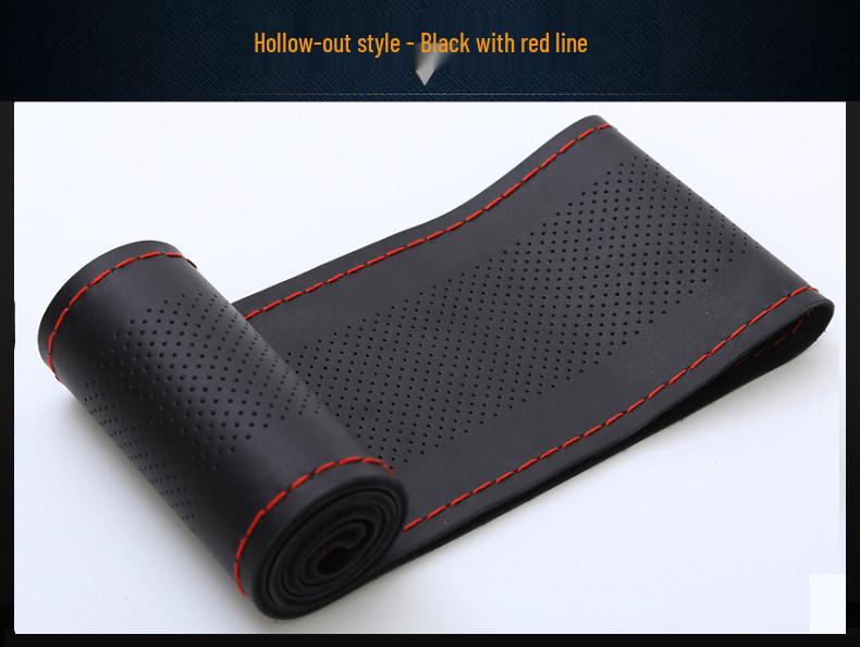 Universal Genuine Leather Steering Wheel Cover, Hand-Stitched, Breathable, All-Season, Fits All Vehicles