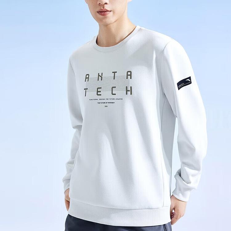 Anta Lifestylová série Pletený pulovr s nápisem Mikina s dlouhým rukávem Pánská mikina Clear-Wind-Gray 152337713-1