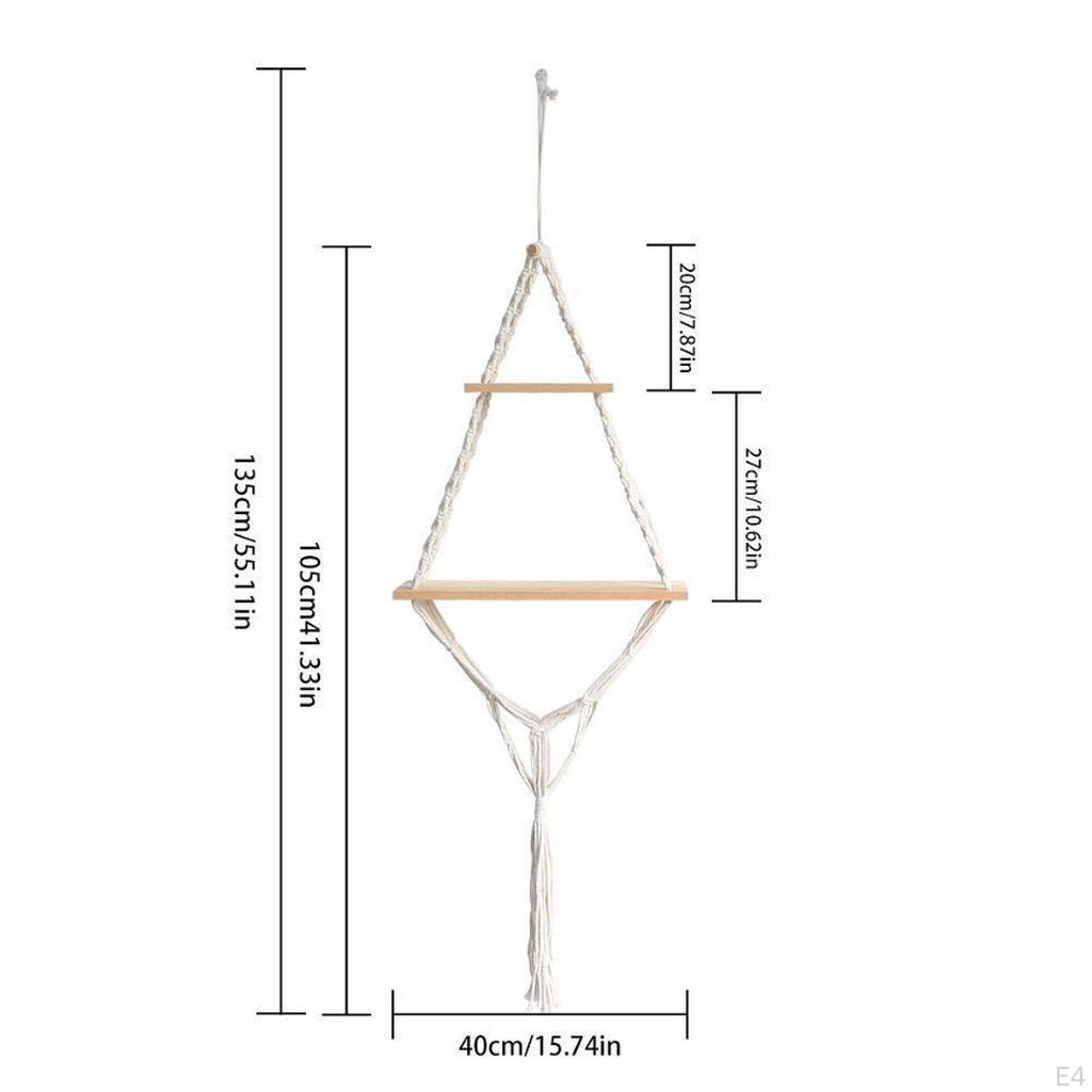 Makramee Wandregal Organizer, Holzregal, Montiertes Lagerregal