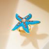 Bohemian Enamel Starfish Rings for Women Colorful Rhinestone Ocean Sea Star Pearl Finger Ring Summer Vacation Charm Jewelry Gift