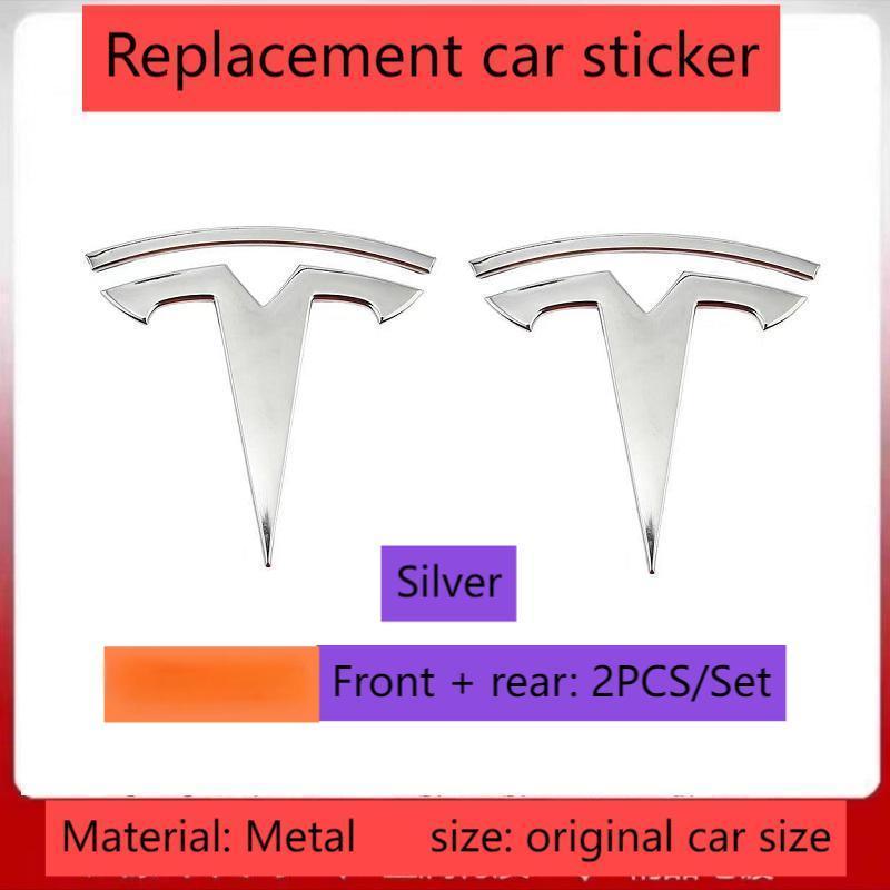 ALL1 metal For Tesla- Car Front Emblem Rear Trunk Emblem Suitable for Model 3 Mode Y logo replacement rear and rear logos blackening