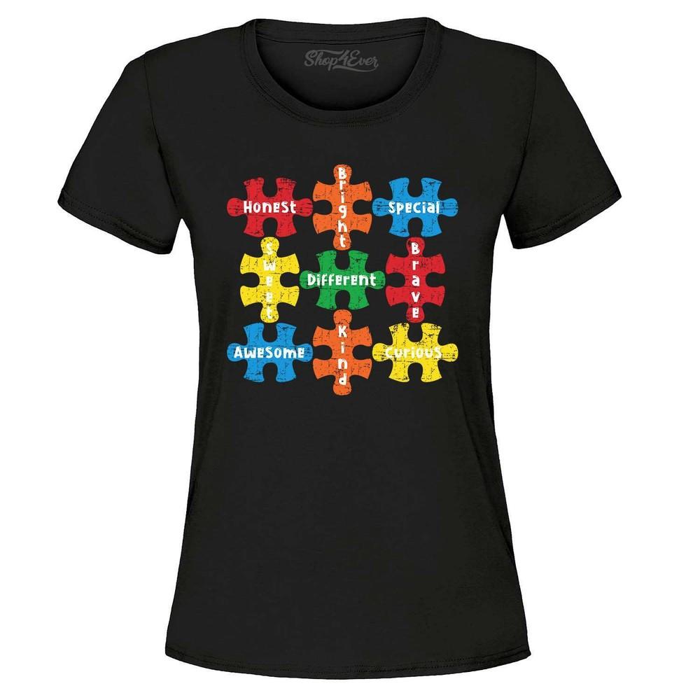 

Autism Awareness Puzzle Pieces with Words Women s T-Shirt Autism Shirts 4XL