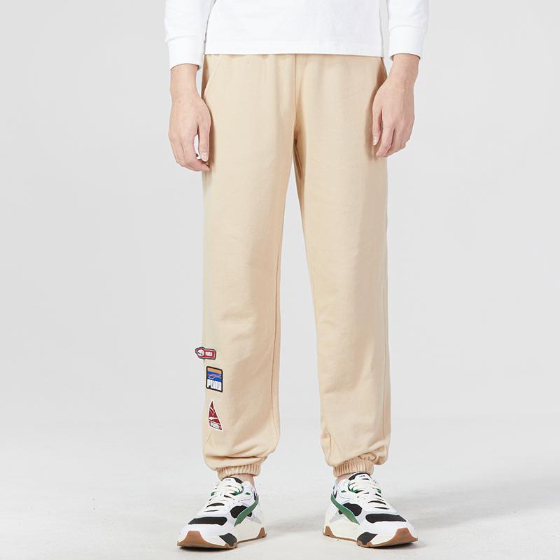 PUMA Loose Solid Color Mid-Waist Jogger Knit Pants Men Bottoms Khaki 677378-67