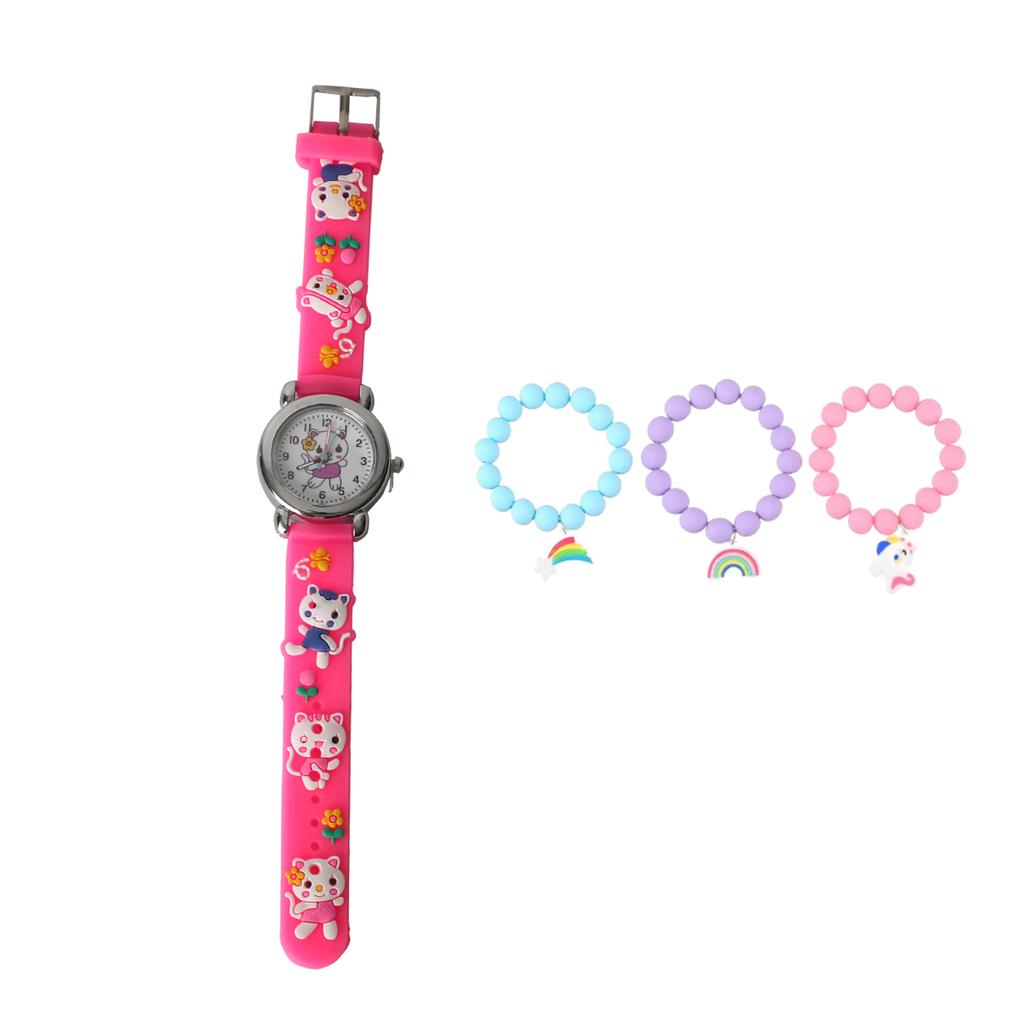 1/2/4pcs-Cute Cartoon Silicone Cat Pattern Watch Decoration Holiday Gift, Watch Bracelet, Watch Box Set Selection