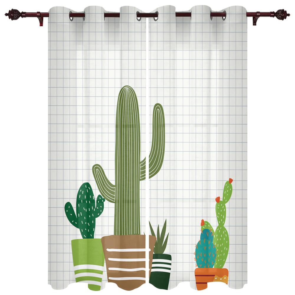 Растение Зеленый Кактус Геометрические Полосы Роскошные Домашние Шторы Товары для дома — фото 13