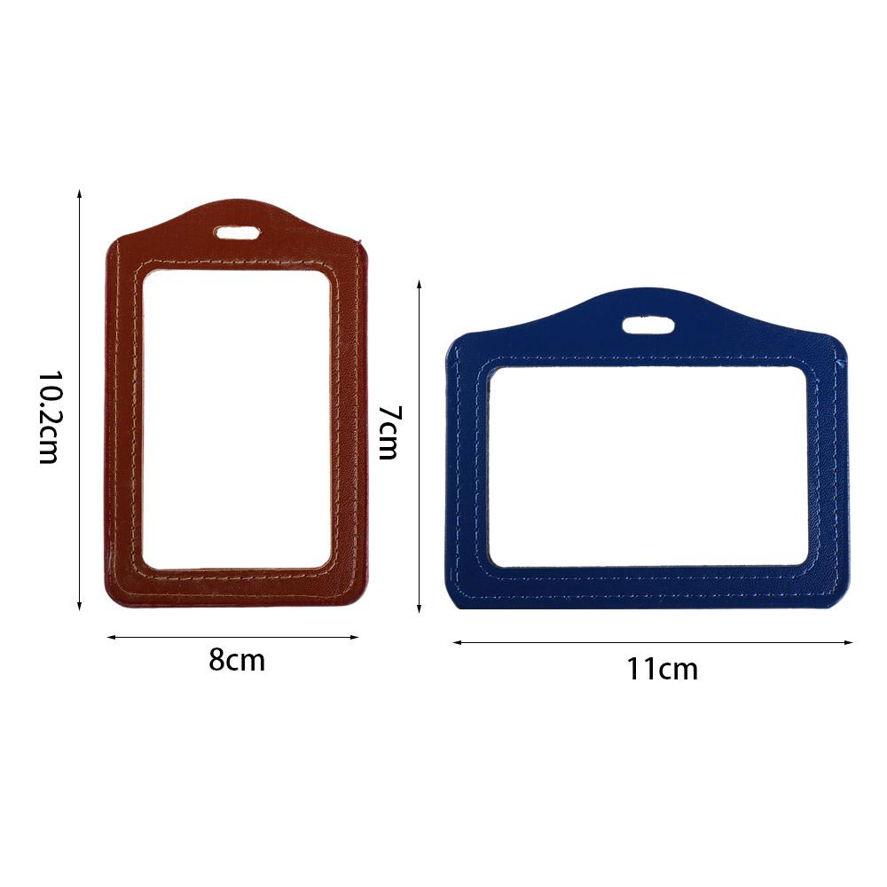 Transparent ID Badge Case PU Leather Name Card Cover Business Card Holder Credit Card