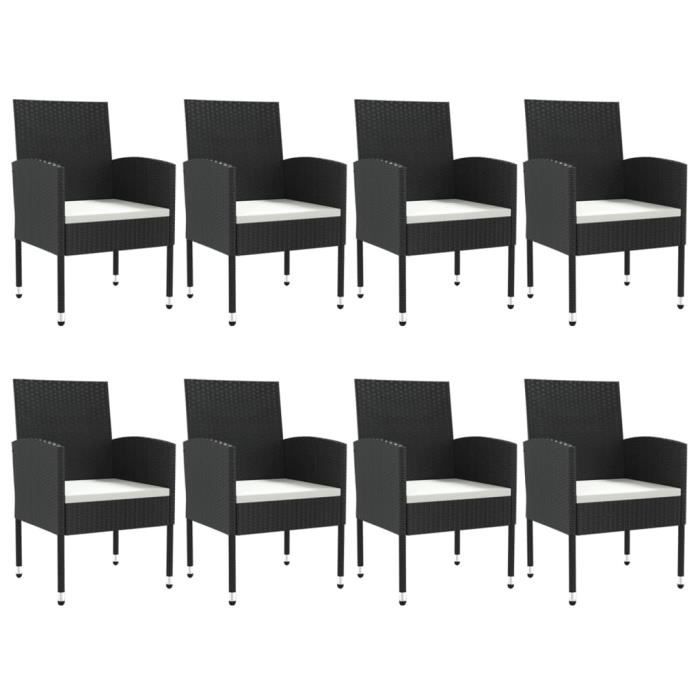 VidaXL Ensemble à manger de jardin 9 pcs noir résine tressée et acier 3203311