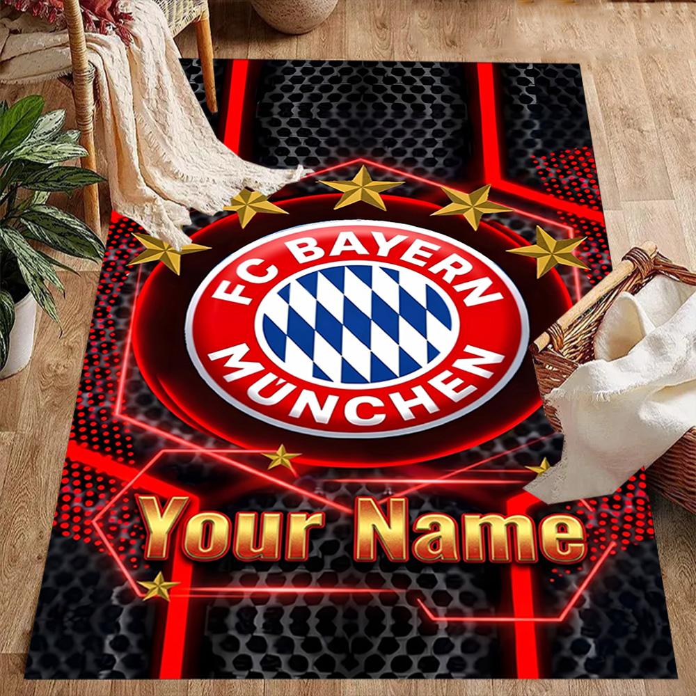 Bayern Munich Fan Gear Customize Your Name Floor Mat Suitable for Foyer Hallway Game Room Outdoor Antislip Carpet Anime Office Decor