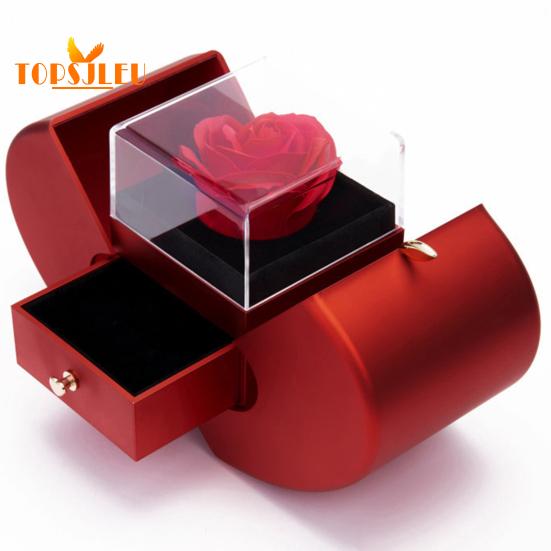 Colier pentru femei cu carcasă de depozitare, ultraușor, care nu se decolorează, colier bijuterii strălucitoare, felicitare, cadou de trandafiri conservați