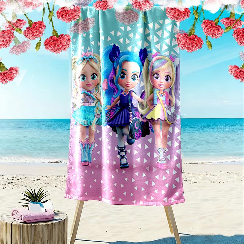 BFF Cartoon Print Beach Towel, Large Soft Quick Dry Towel for Beach Camping Swimming