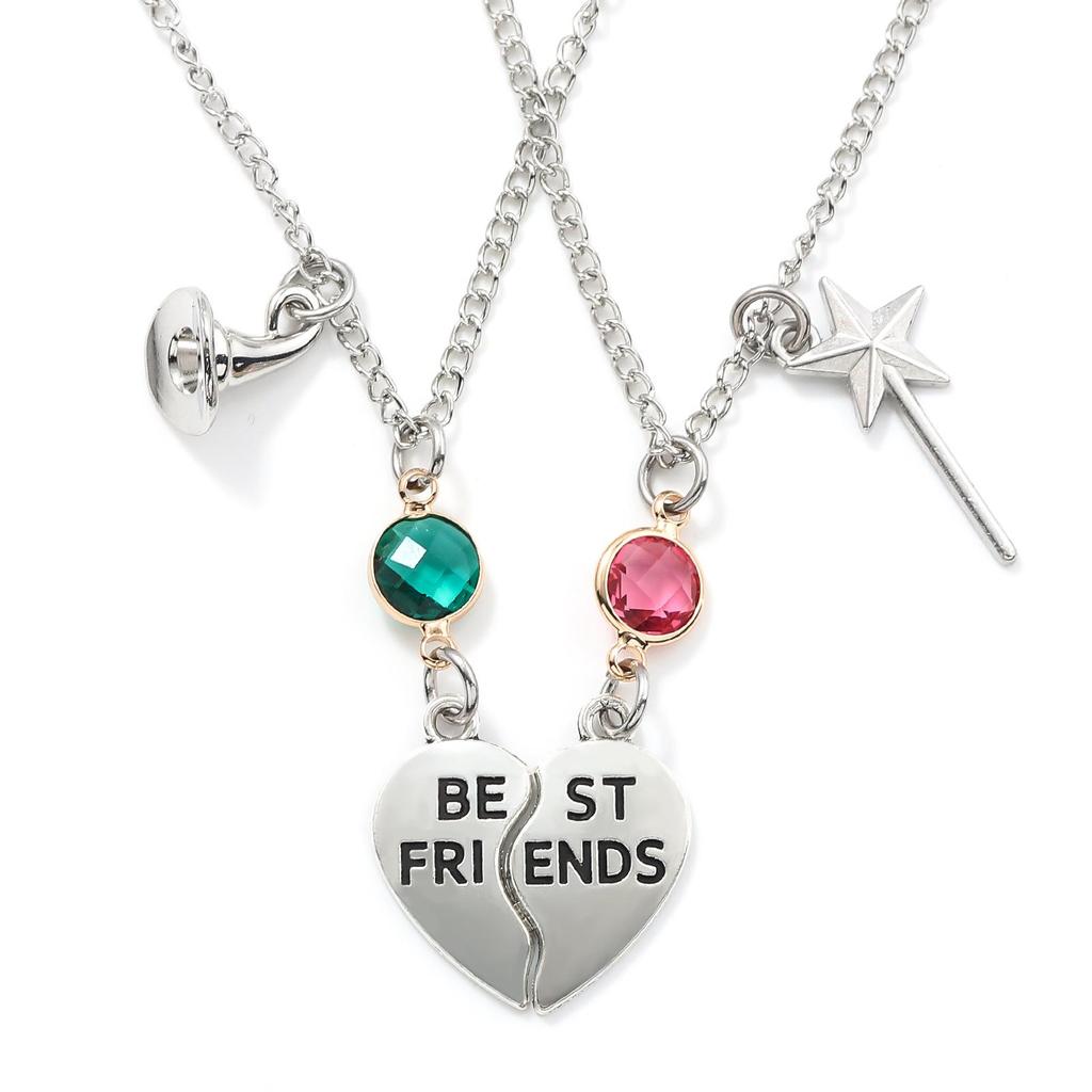 Enchanted Witch's Good Friend Bestie Bracelet with Magic Hat, Staff, and Crown Necklace