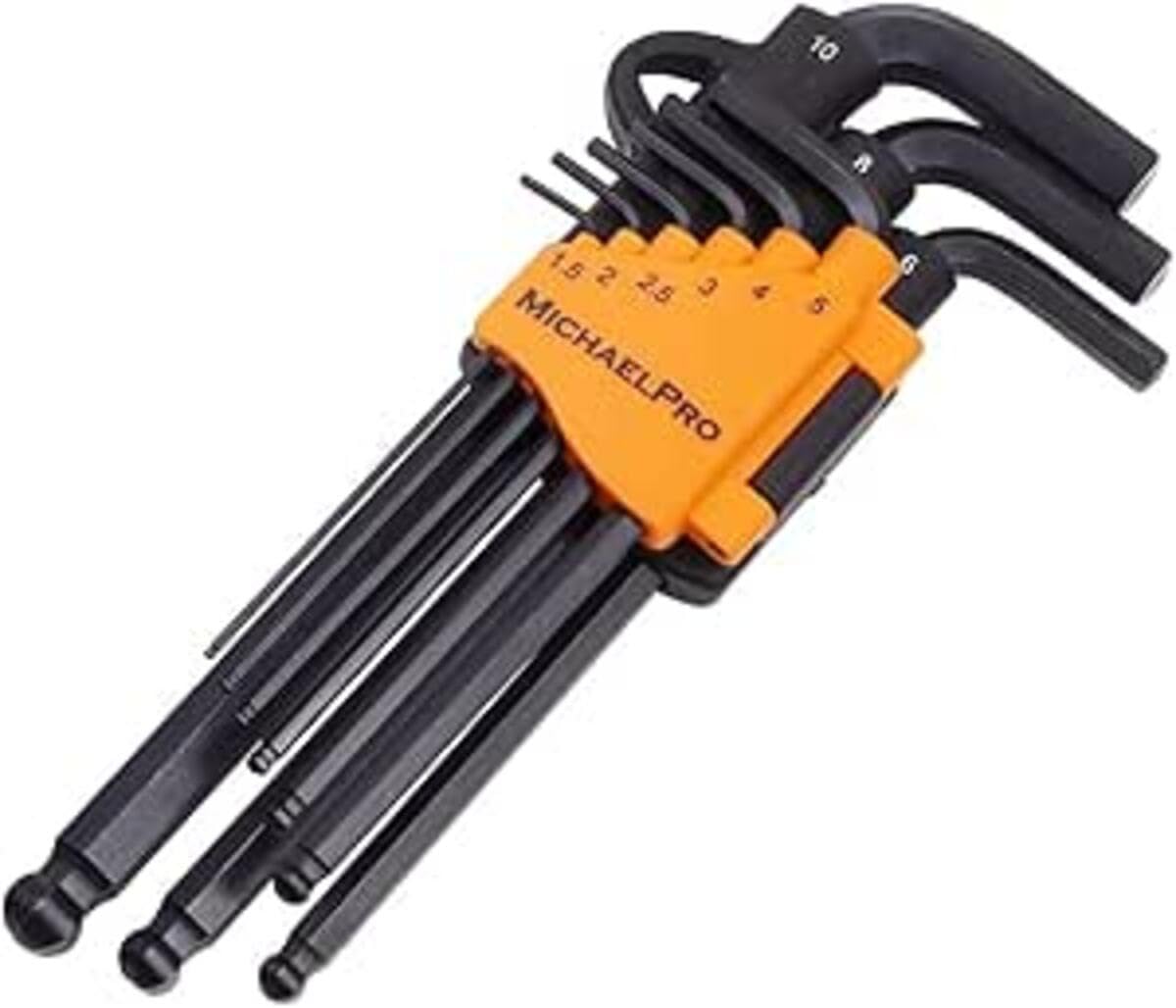 

MichaelPro MP001048 Hex Key Metric Hex Wrench Set with Convenient Hook Storage Holder Ball-End Set, 9-Piece