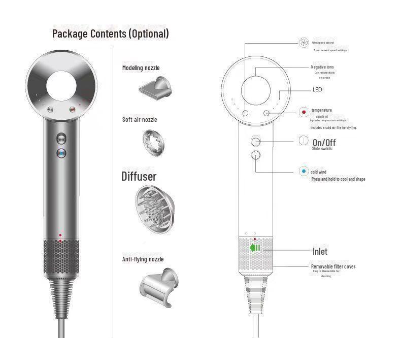 High-Speed Leafless Ionic Hair Dryer Circuit Board & Motor Assembly
