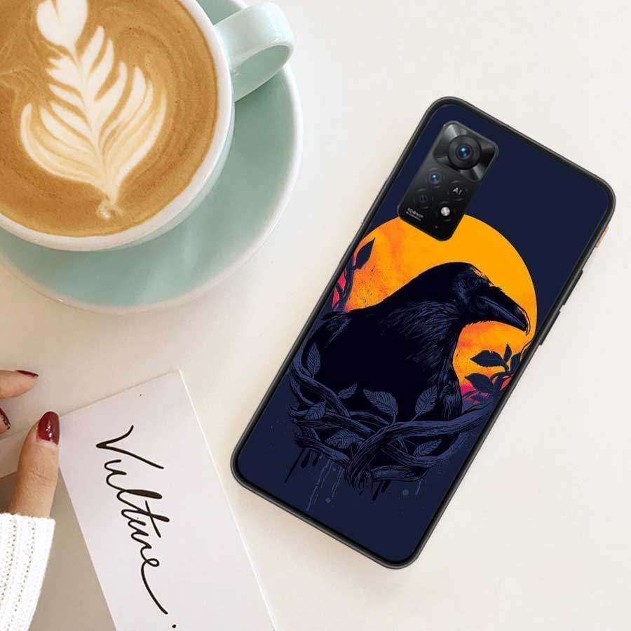 Raven Crow Skull Pattern Phone Case For Xiaomi Redmi Note 12 Plus 12S 11 11T Pro 5G 11E 11S 4G 10 10S 9 9S 9T 8 8T 7 6 5 Cover S