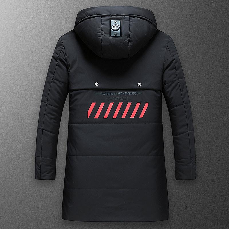 Men's New Winter Large Cotton Coat Men's Fashion Hooded Thickened Mid-length Youth Casual Large Size Cotton Coat Trend