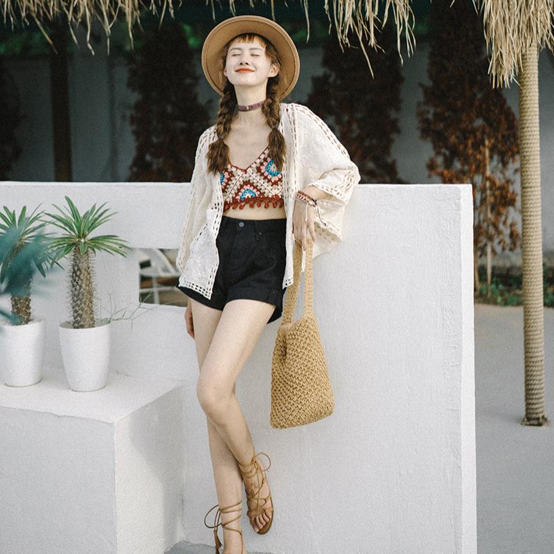 Meng De Ma Bohemisk ihålig kofta med fladdermusärm