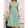 Damen Rundhals Kurzarm Midi Kleid Lockerer Schnitt Mittlere Taille Elegant Gepunktetes Sommerkleid