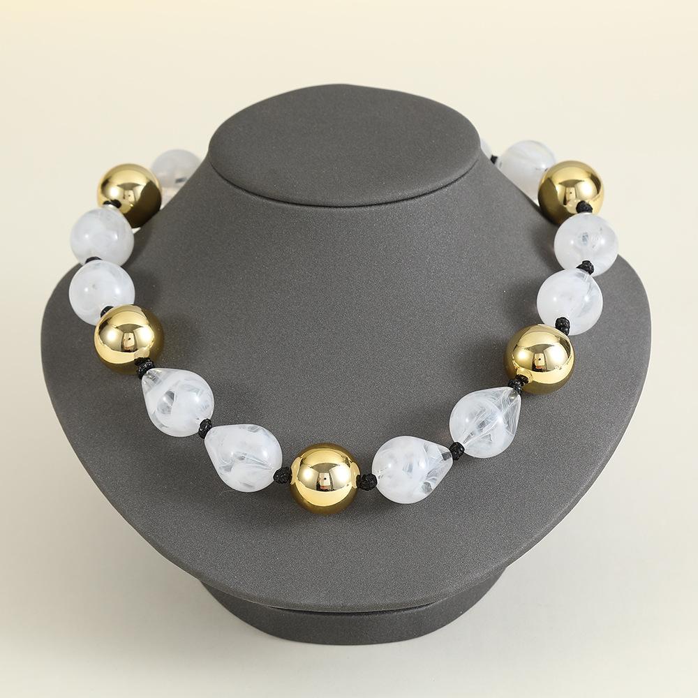Punk Contrast Color Resin Acrylic Beaded Necklace Exaggerated Geometric Ball Hip Hop Trendy Fashion Jewelry For Men Women Party Gift