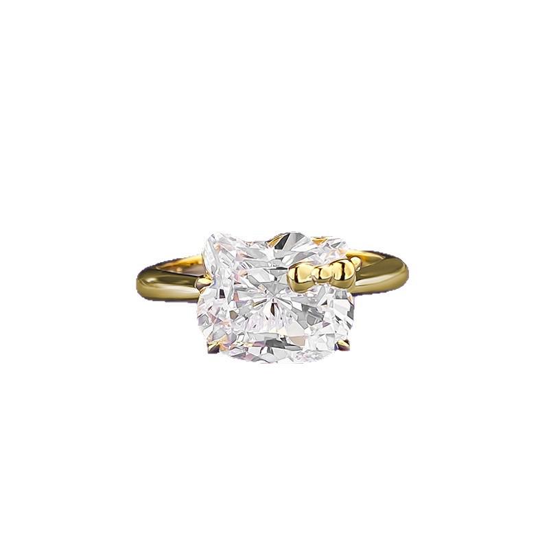 Anello Hello Kitty in Argento Sterling 925 Placcato Oro 2025 per la Moda Donna