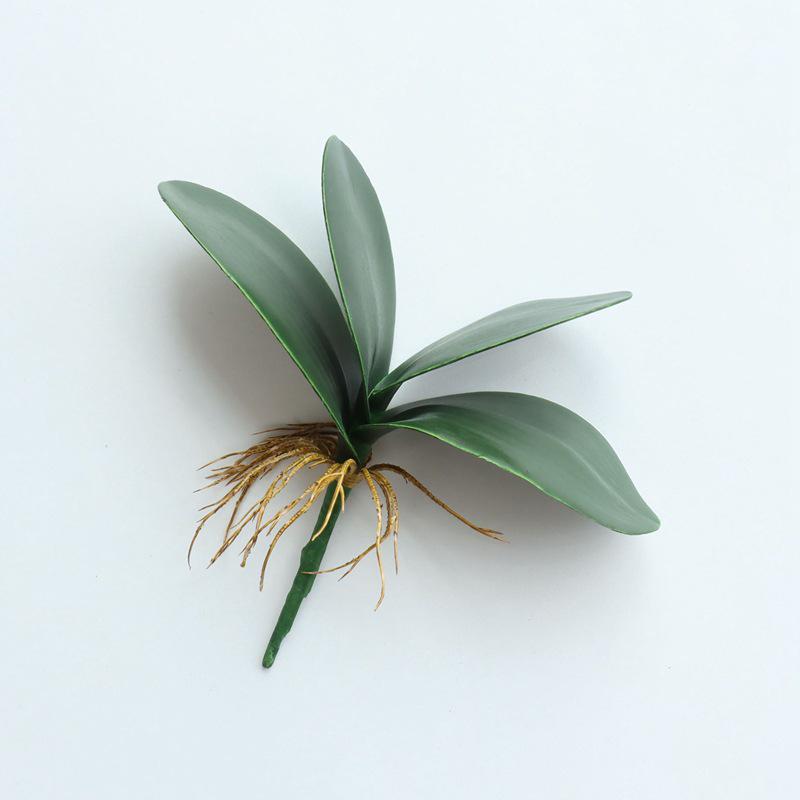 PU Phalaenopsis Orchid Leaves for Wedding and Home Decor - Realistic Fake Green Plants In Potted Flower Arrangement