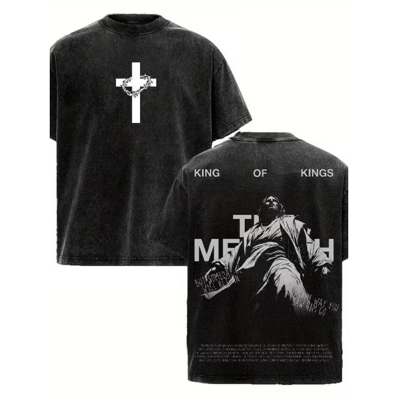 

European sizes Men s T shirt Crowned Cross Graphic Hoodie | Gothic Inspired Style Featuring King of Kings Design, Uniquely Designed Statement Piece S чёрный
