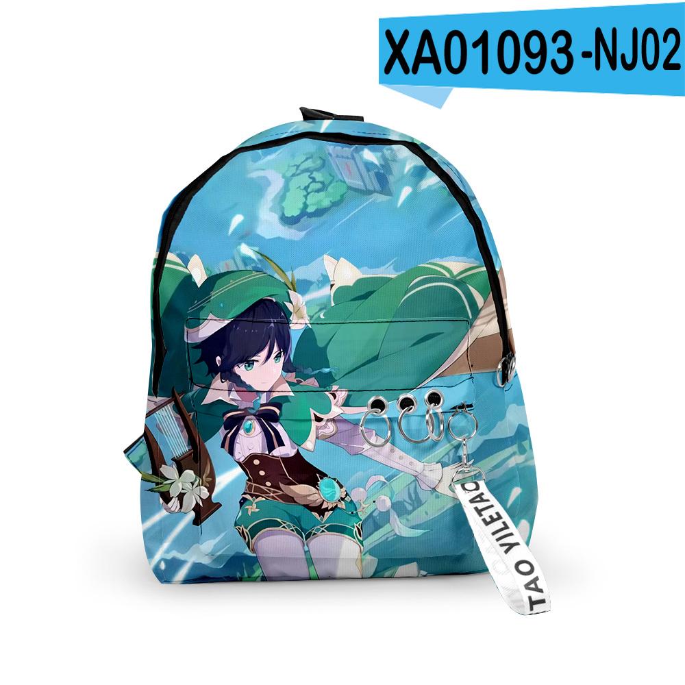 Classic Genshin Impact Venti Backpacks Boys/Girls Pupil School Bags 3D Print Keychains Oxford Waterproof Cute Small Backpacks