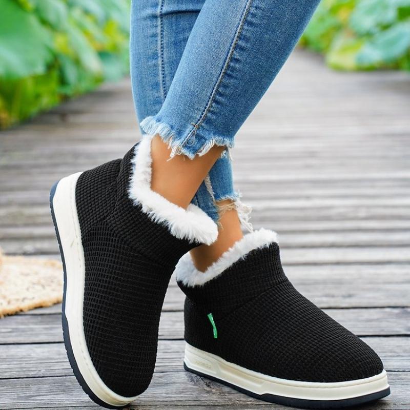 Winter Cotton Shoes Snow Boots Warm Plus Fleece Thickened Wear-Resistant Home Flat Non-Slip Women's Shoes